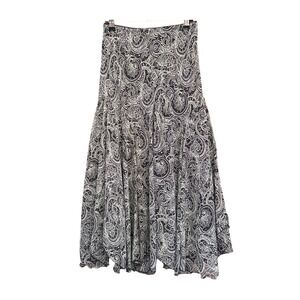 Y2K Vntg Newsworthy Flowy Paisley Whimsigoth Boho Asymmetrical Hem Skirt Flouncy